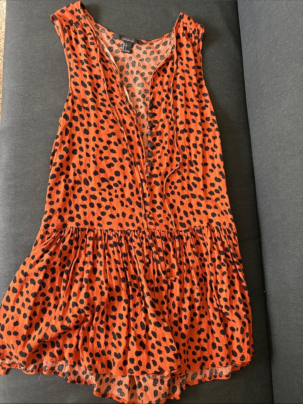 Forever 21 Orange and Black Sleeveless Button-Front Romper